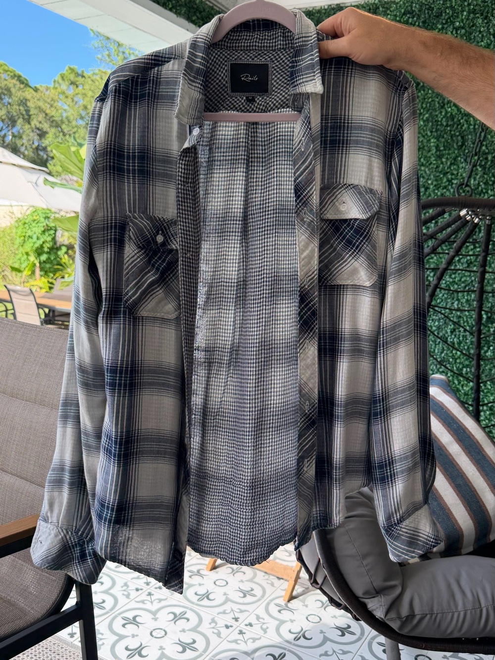 Rails Gray and Navy Plaid Button-Down Shirt